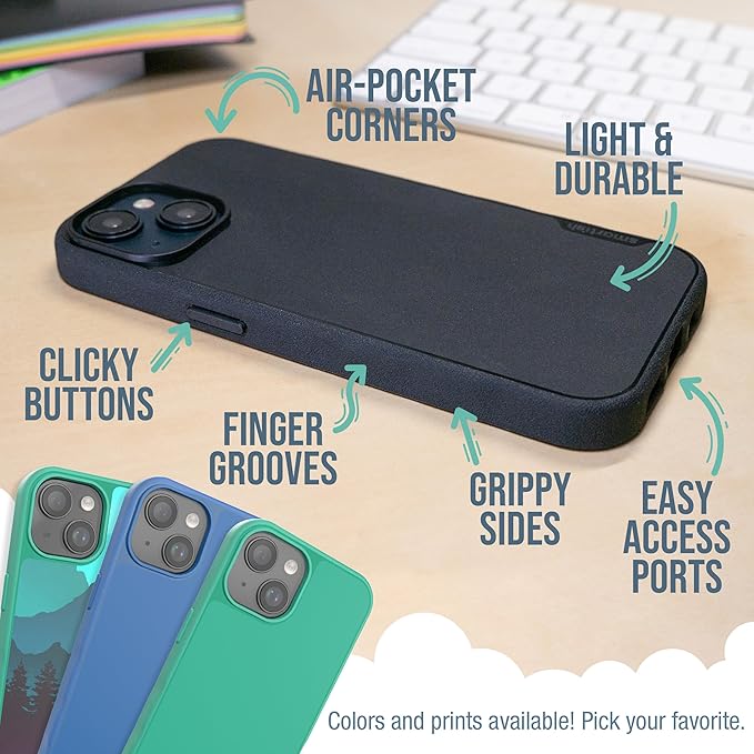 Smartish® iPhone 15 Magnetic Case - Gripmunk Compatible with MagSafe [Lightweight + Protective] Slim/Thin Grip Cover with Microfiber Lining for Apple iPhone 15 - Custom Prints