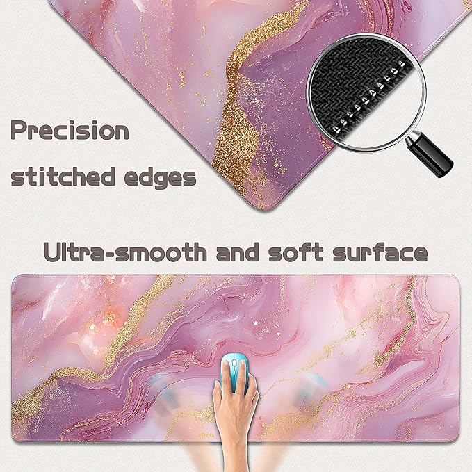 Gaming Mouse Pad - (31.5"×11.8") Marble Large Mouse Pads for Desk - Desk Mat for Keyboard and Mouse with Non-Slip Base, Desks Pad Matfor Game/Office & Home
