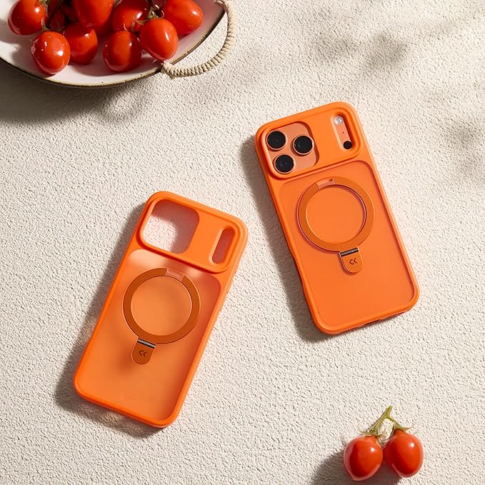 CASEKOO Ultra-Magnetic Stand for iPhone 17 Pro Max Case [Military Drop Protection] [Compatible with MagSafe] Shockproof Translucent Matte Slim Ring for iPhone 17 Pro Max Phone Case 6.9", Orange