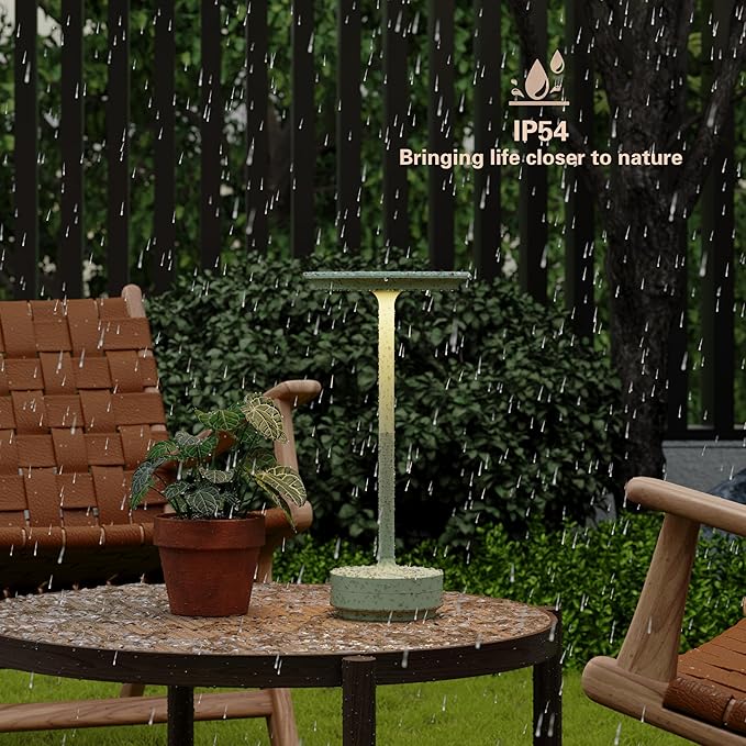 Cordless Rechargeable Table Lamps,Portable 5000mAh Battery Desk Lamp IP54 Waterproof 3 Color Stepless Dimming LED Table Light,Patio,Restaurant, Cafe, Dining Table Decor(2P Apple Green)