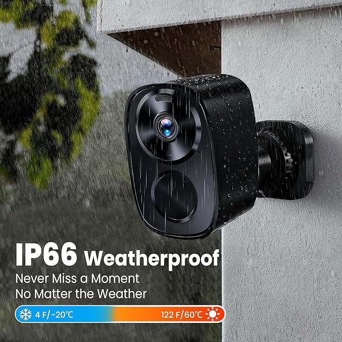 realhide 2K Wireless Outdoor Security Camera with 64GB SD Card, 6-Month Battery, Dual-Band 2.4/5GHz WiFi, Full-Color Night Vision, IP66 Weatherproof, Motion Alerts, 2-Way Talk for Home Security