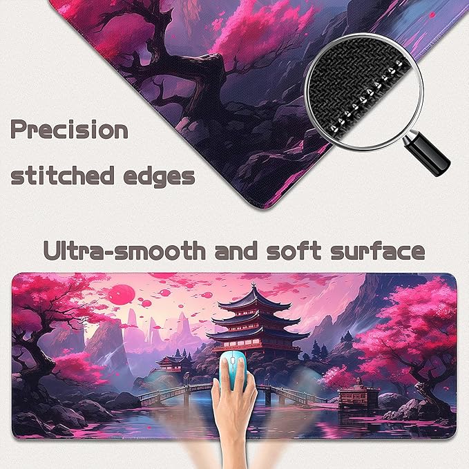Gaming Mouse Pad - (31.5"×11.8") Japanese Anime Large Mouse Pads for Desk - Desk Mat for Keyboard and Mouse with Non-Slip Base, Desks Pad Matfor Game/Office & Home