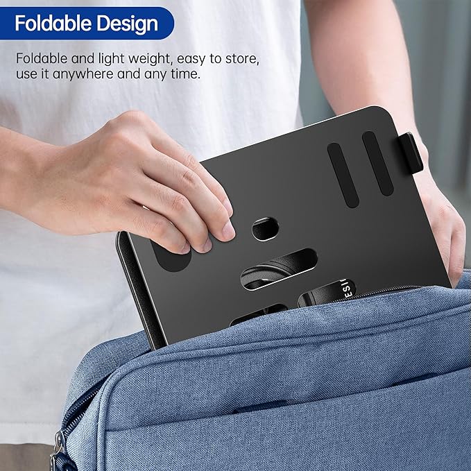 BESIGN LS11 Laptop Stand with 360° Rotating Base, Ergonomic Adjustable Notebook Riser, Foldable Computer Holder Compatible with 10-14" Laptops (Black)