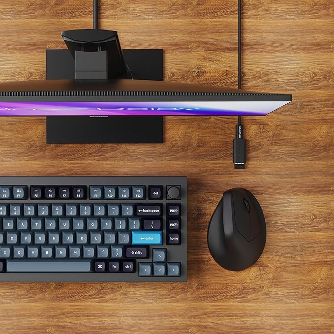 Keychron M5 Wireless Ergonomic Mouse, 8000Hz Tri-Mode 2.4 GHz/Bluetooth 5.1/Wired, PixArt 3950 Sensor, 30000 DPI, Ergonomic Lightweight Programmable Macro Button for Windows PC/Mac - Black