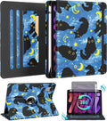 Kidcube for iPad mini 7 Case A17 Pro 2024, for iPad mini 6th Generation Case 8.3 Inch - Women Girls Cute Rotating Stand Folio Cover with Pencil Holder & Card Slot Girly Cat Stars Blue Teen Cover