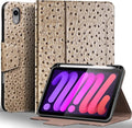 Gexmil Premium Leather Case for iPad mini 7 (A17 Pro) 2024 / iPad mini 6 Generation 2021 8.3 Inch,Pencil Holder, Magnetic Closure,Shockproof Cowhide Cover,Adjustable Stand,Khaki
