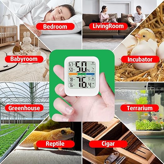 G.CATACC Digital Hygrometer Indoor Thermometer Humidity Meter Gauge, Room Thermometer Temperature and Humidity Monitor for House, Baby Nursery, Greenhouse, Reptile - Battery Included