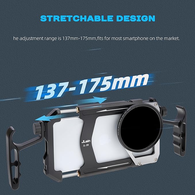 Universal Smartphone Cage Photo Video Stabilizer with Handles 67mm Filter Adapter for iPhone 17 16 15 14 for Samsung for Pixel and Other Android Phones for Phone Vlog Live Stream Video Recording