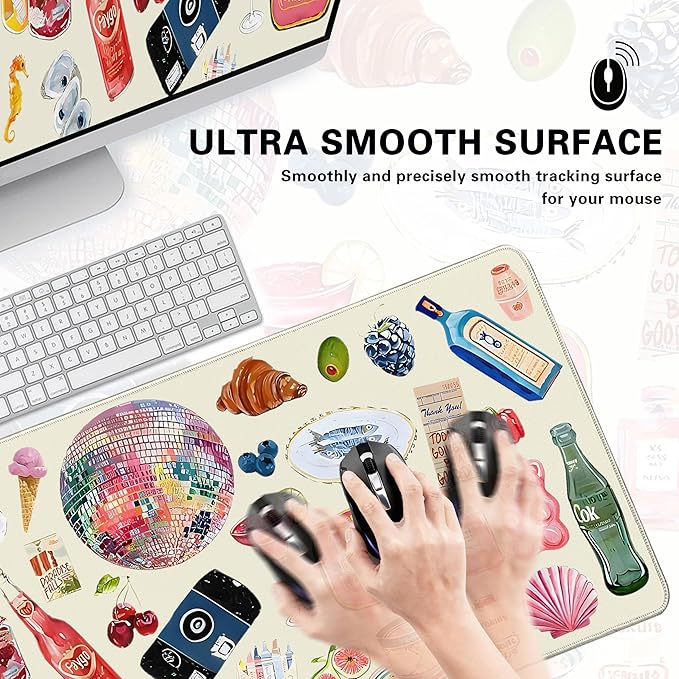 Desk Cover Mat, Large Cute Mouse Pad, Desk Pad Mat Decor for Office Game Home 31.5 X 15.7 Inch (Watercolor Stickers)