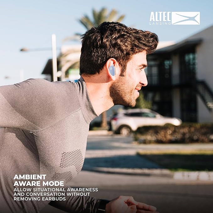 Altec Lansing Nanobuds ANC 2.0, Bluetooth Earbuds with Hybrid ANC, Waterproof Earbuds, Wireless Ear Buds with Voice Assistant, Sport Earbuds with 36hr Battery (ICY White)