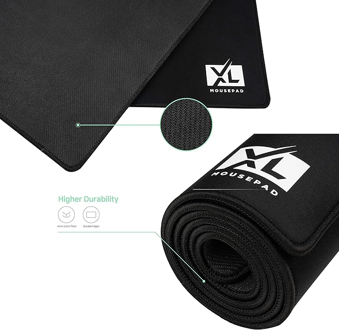 XL Mouse Pad - Big Desk Mouse Pad Extra Large for Gaming(60'' x 30'') - Super Thick Giant Mousepad for Full Desk with Rubber Base (Black, 4XL)