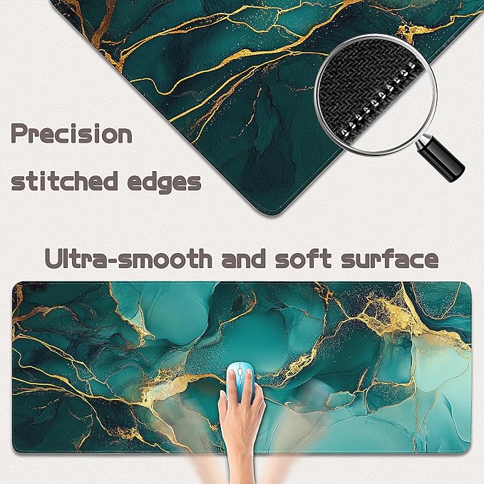 Gaming Mouse Pad - (31.5"×11.8") Marble Large Mouse Pads for Desk - Desk Mat for Keyboard and Mouse with Non-Slip Base, Desks Pad Matfor Game/Office & Home