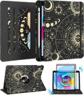 Kidcube for iPad 10th Generation Case 2022, for iPad (A16) Case 11th Generation 2025 - Women Girls Cute Rotating Stand Folio Cover with Pencil Holder & Card Slot Girly Sun Moon Star Design Teens Cases