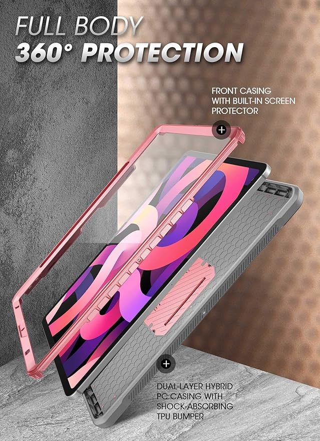 SUPCASE Unicorn Beetle Pro Series Case Designed for iPad Air 5 (2022) / iPad Air 4 (2020) 10.9 Inch, with Pencil Holder & Built-in Screen Protector Full-Body Rugged Heavy Duty Case (Rosegold)