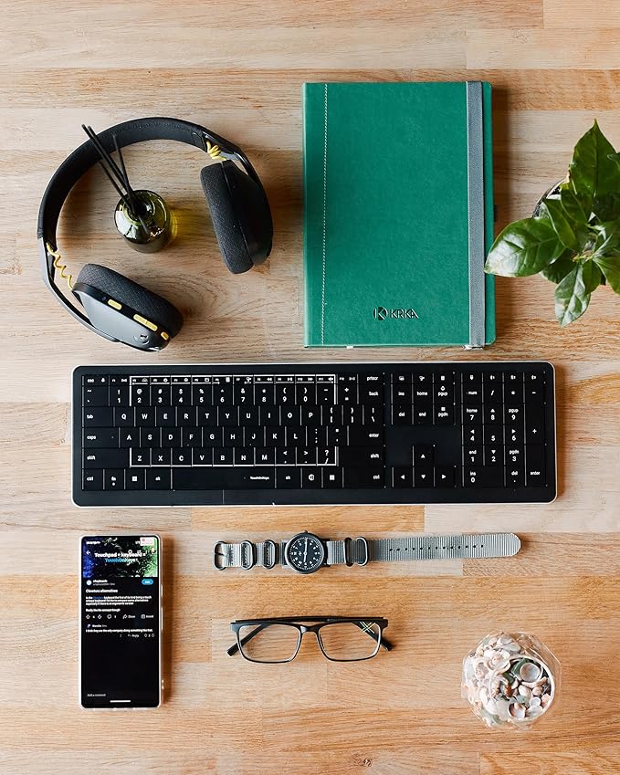 CLVX 1 Windows | Touch On Keys & Gestures AI Keyboard | Bluetooth & USB-C | Low Profile Silent Scissor Keys | Interactive RGB | Aluminum Chassis | Compatible with Windows/Linux/Android