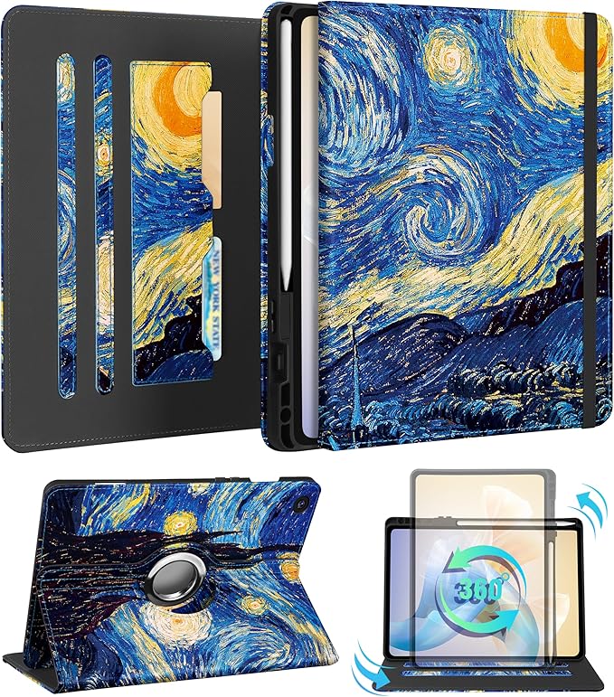 Kidcube for Samsung Galaxy Tab A9 Plus Case 11 Inch - for Women Girls Kids Cute Rotating Stand Folio Cover with Pencil Holder & Card Slot Cool Unique Design Teens for Samsung A9 Plus Tablet Cases