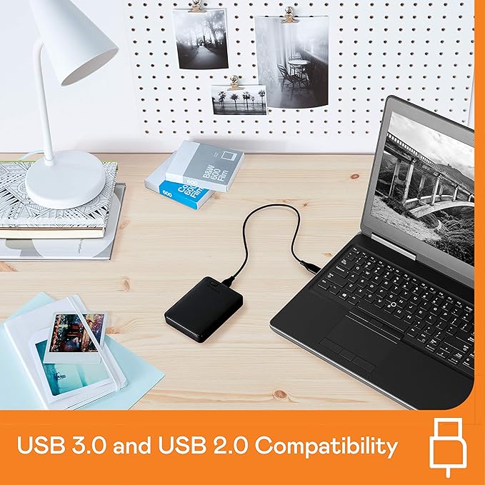 Western Digital WD 1TB Elements Portable External Hard Drive for Windows, USB 3.2 Gen 1/USB 3.0 for PC & Mac, Plug and Play Ready - WDBUZG0010BBK-WESN