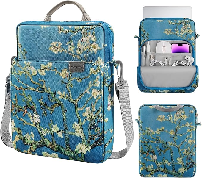 MoKo 15 Inch Laptop Sleeve Bag Fits New Mac Air 15" M5 2026, Mac Pro 14" M5/M5 Pro/M5 Max 2026, Galaxy Tab S9 Utra 14.6" 2023, Handle Carrying Case with Shoulder Strap, Apricot Flower