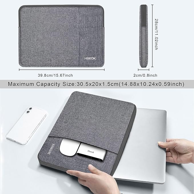 Hseok Laptop Sleeve 15.6 16 inch Case Compatible with MacBook Neo 16, MacBook Pro 16" M5/M4/M3/M2/M1, MacBook Air Pro 15", XPS 16, Most 15" 15.6" 16" Notebooks,L01G07