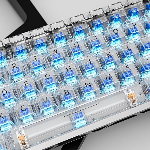 Outemu 45PCS Crystal Blue Clicky Mechanical Keyboard Switches,3-Pin Hot-Swappable Pre-Lubricated Switch with 1 Kailh Switches,Crisp Click Sound,for Gaming Keyboards & 3D Print Accessories