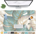 Britimes Large Gaming Mouse Pad Blue Luxury Palm Leaves Non-Slip Desk Pad Keyboard and Mouse Desk Mat for Gamer, Office & Home, 31.5 x 15.7 in