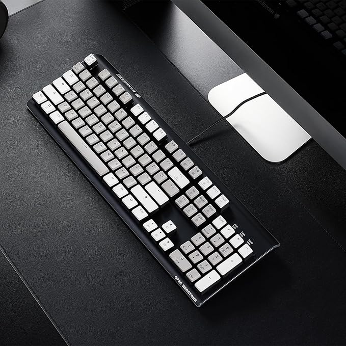 Hexgears GK735 Wired Full Size Mechanical Keyboard, Aluminum Housing Built for Gamers w/Kailh Box Brown Switch, White Backlit + Surrounded by RGB Light Strip, 104 Keys Gaming Keyboard for PC/Mac