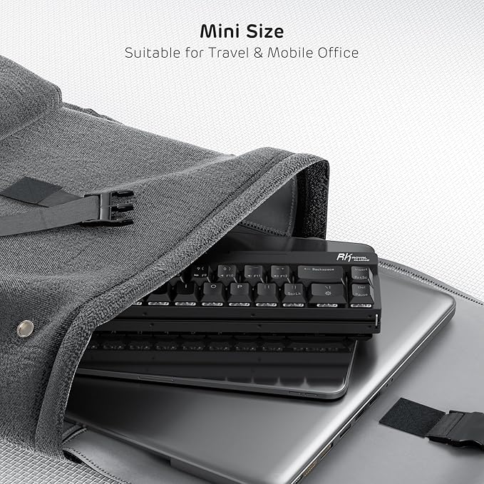 RK ROYAL KLUDGE F68 60% Foldable Low Profile Mechanical Keyboard, Wireless Mechanical Keyboard with Aluminum Body, Built-in Stand Holder, White Backlit, 68 Keys