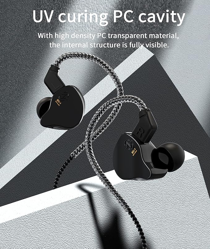 Kinboofi CCZ Melody Wired Headphones, Dynamic Hybrid Dual Driver in Ear Earphones 1BA+1DD HiFi Wired Headphones Musicians IEM Upgrade Deep Bass Suitable for Bass Vocals Pop Folk ACG (with MIC, Black)…