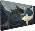 Tai Chi Koi Fish Gaming Mouse Pad, Large Desk Mat with Non-Slip Rubber Base, 35.4 x 15.7 Inches, Black and White Design for PC Gaming and Office