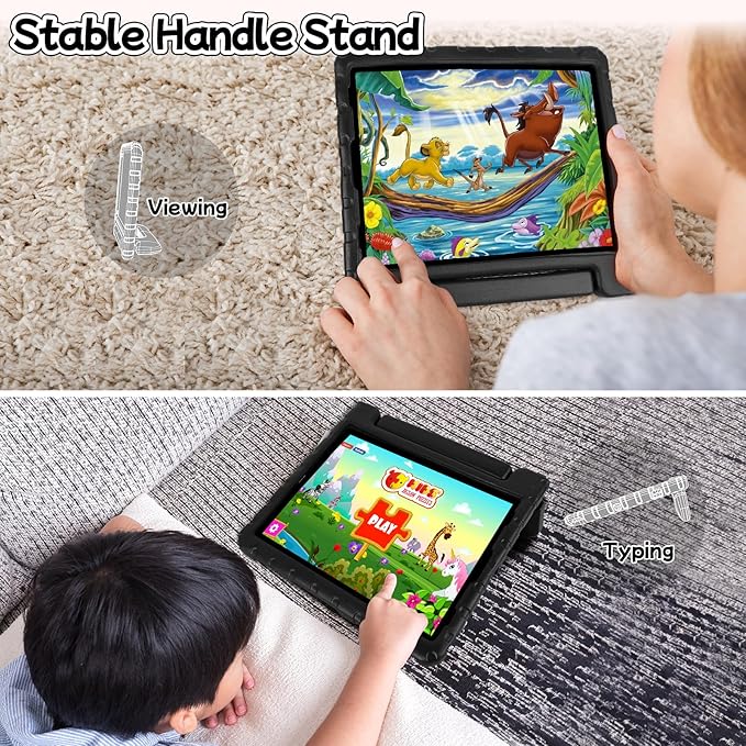 Case for iPad Pro 12.9 Case 2022/2021/2020/2018 with Pencil Holder & Hadle Stand, Super Protection Kids Proof Cover for iPad Pro 12.9 inch 3rd/4th/5th/6th Generation, Black