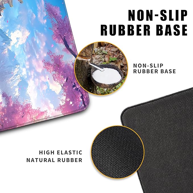 Japanese Cherry Blossom Desk Mat Anime Gaming Mouse Pad Large Desk Pad for Desk Computer Pc Laptop Office Decor, Mouse Keyboard Pad Stitched Edges Non-Slip Rubber Mat Desk Pad, 31.5x11.8 in