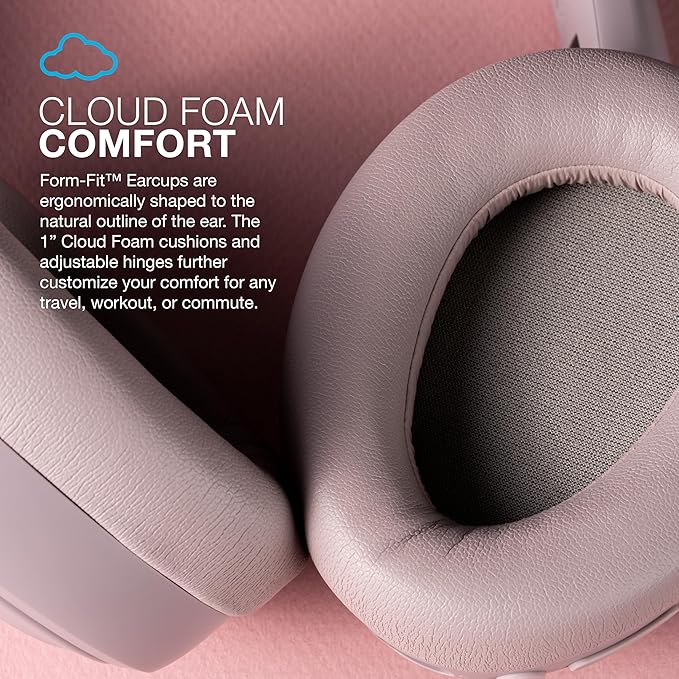 JLab JBuds Lux ANC, Over Ear Headphones, Active Noise Cancelling, Bluetooth, Mauve