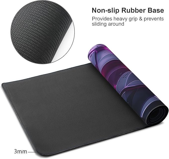 Oversized Gaming Mouse Pad with Neon Pink Design, Black Rubber Backing, 35.4 x 15.7 Inches, Modern Desk Mat for Office and Gaming
