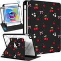 Uppuppy for iPad mini 4 Case for iPad mini 5th Generation Case - 360 Rotating Stand Folio Smart Cover with Pencil Holder for Women Girls, Cherry Bow Flowers for Apple Tablet Mini 7.9 inch 2019/2015