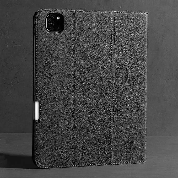 Gexmil Genuine Leather Case for iPad Pro 13 Inch (M5/M4) 2025/2024 with Pencil Holder,Protective Shockproof Smart Premium Leather Folio Cover Adjustable Stand Auto Sleep/Wake Anti-Slip, Sanded Black
