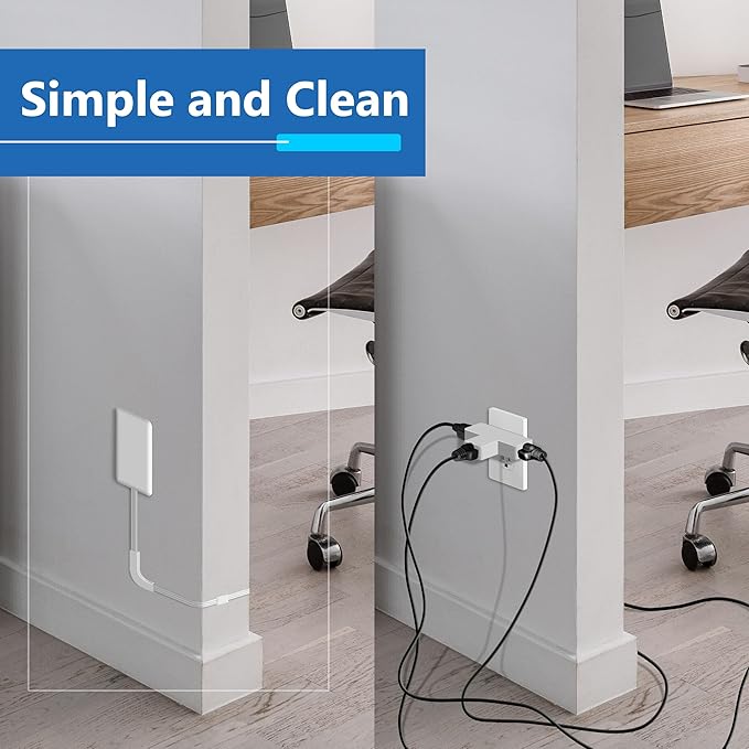 LIDER Outlet Extender with 3 Receptacles, 21W USB Type-A, and 2 USB Type-C, USB Port, Ultra-Thin Wall Plate Plug with Cord Extender, 3-Outlet Power Strip, Flat-Face, ETL-Listed, 8ft Cord, White