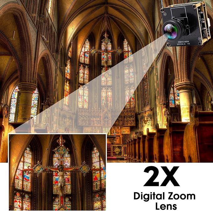 HDMI 4K Webcam - USB HDMI Simultaneous Output Streaming Camera - 2X Digital Zoom, 180 Degree Fisheye Lens - PC Camera for Raspberry Pi, Jetson Nano, Laptop, Online Teaching