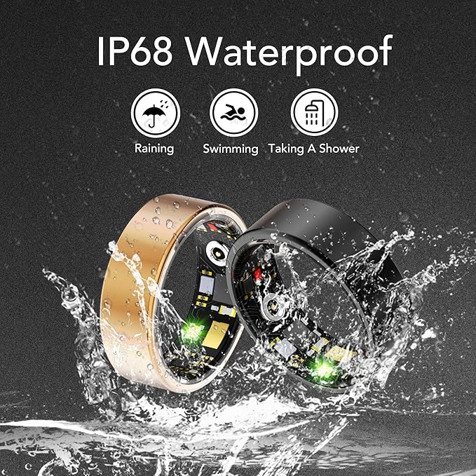 Smart Health Ring for Women Men Fitness Tracker with Heart Rate, Blood Oxygen, Blood Pressure, Sleep Monitoring, Step Counting, IP68 Waterproof for iOS and Android, No APP Fee, Silver 7
