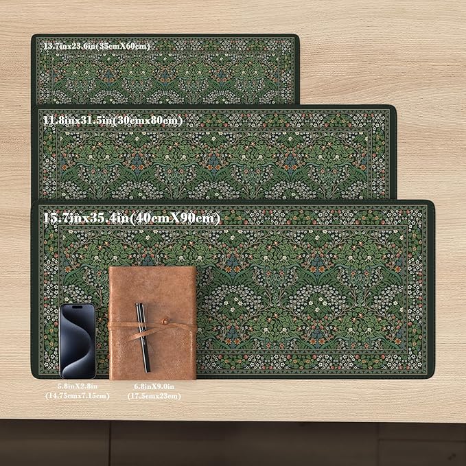 iCasso Big Mouse Pad, Desk Pad Mat, Full Desk Large Mousepad, Anti-Slip Smooth Surface XXL Computer Pad with Stitched Edges for Home Office Organizer (Green)