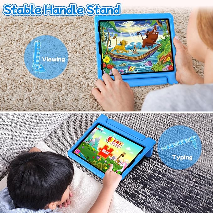 New Kids Case for iPad Pro 12.9 Case Super Protection iPad Pro 12.9 inch 6th 5th 4th 3th Cover with Pencil Holder and Handle Stand for iPad Pro 12.9 2022 2021 2020 2018 Blue