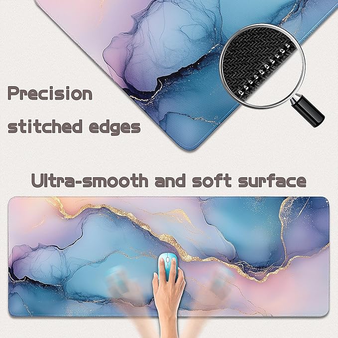 Gaming Mouse Pad - (31.5"×11.8") Marble Large Mouse Pads for Desk - Desk Mat for Keyboard and Mouse with Non-Slip Base, Desks Pad Matfor Game/Office & Home