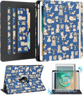 Kidcube for iPad 5th Generation Case 2017/Air 1st 2013/Pro 9.7 Inch Case 2016 - Women Girls Kids Cute Rotating Stand Folio Cover with Pencil Holder & Card Slot Kawaii Cool Dogs Unique Design Cover