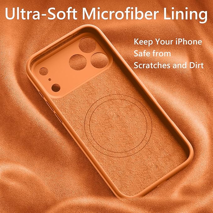 FireNova Magnetic for iPhone 17 Pro Case, Compatible with MagSafe, [Integrated Silicone Camera Control Button] [Camera Protection] Anti-Scratch Microfiber Lining Phone Case, 6.3", Orange