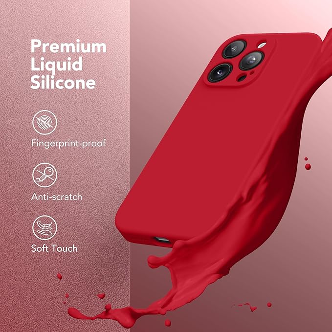Magnetic for iPhone 13 Pro Max Case, Compatible with MagSafe, [Full Camera Protection][Screen Protector] Silicone Shockproof Protective Phone Case for iPhone 13 Pro Max 6.7", Deep Red