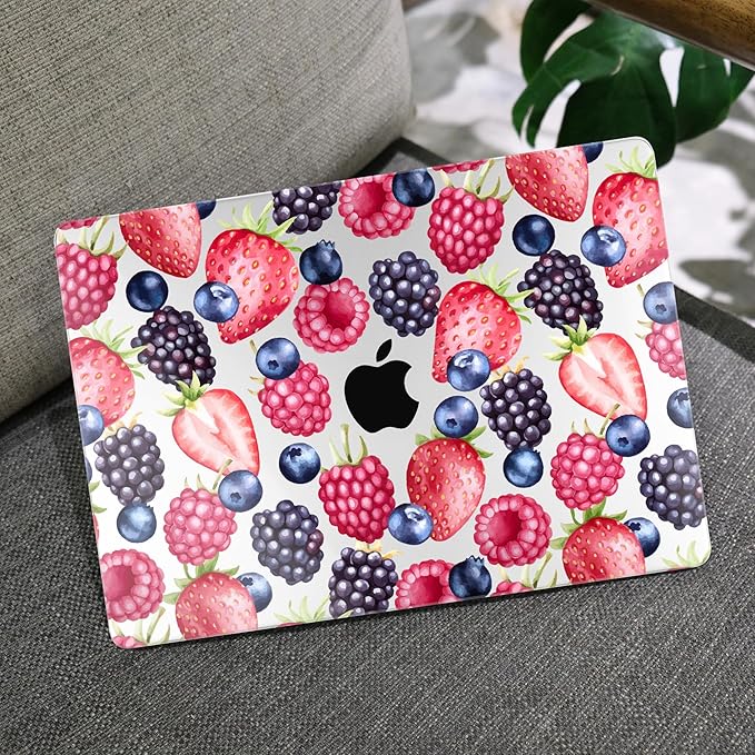 MEEgoodo Case for M5/M4/M3/M2 MacBook Air 15 inch Case 2026 2025 2024 2023, Laptop Shell Fit Model (A3448/A3241/A3114/A2941) for MacBook Air 15.3-inch, Fresh Berries Pattern
