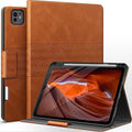 auaua Case for iPad Pro 11 Inch (M5/M4) 2025/2024, PU Leather Case with Pencil Holder, Supports Pencil Pro and Pencil(USB-C), Adjustable Angles, Auto Sleep/Wake (Brown)