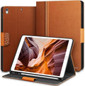 KingBlanc Case for iPad Air (3rd Generation) 10.5" 2019 / iPad Pro 10.5 inch 2017 Case with Apple Pencil Holder, Vegan Leather Smart Cover, Auto Sleep/Wake, Multi-Angle Folding, Brown