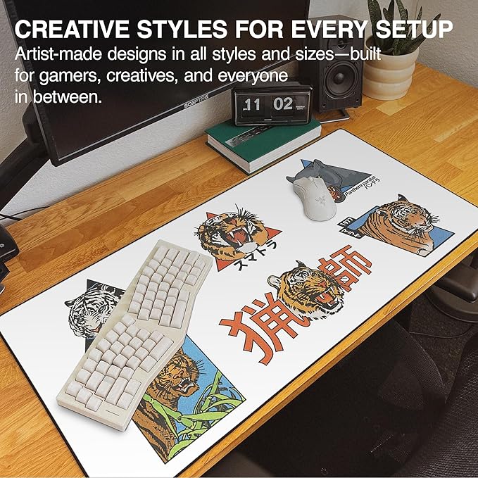 MPCO. Original Large Gaming Desk Mat – 36" x 17" Duraglyde OZGMX Panthera Full Desk Mouse Pad for Smooth Precision – Non-Slip, Washable Extra-Large PC Mouse Pad for Gaming Sessions