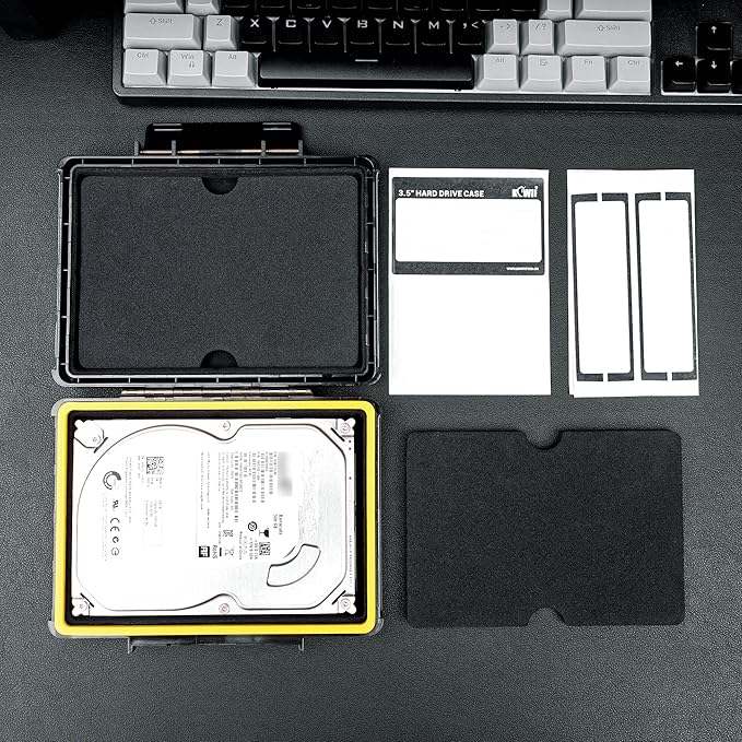 Hard Drive Case 3.5 inch External Hard Drive Portable Carrying Case, Water-Resistant and Shockproof HDD SSD Storage Case Bag with Stackable Design