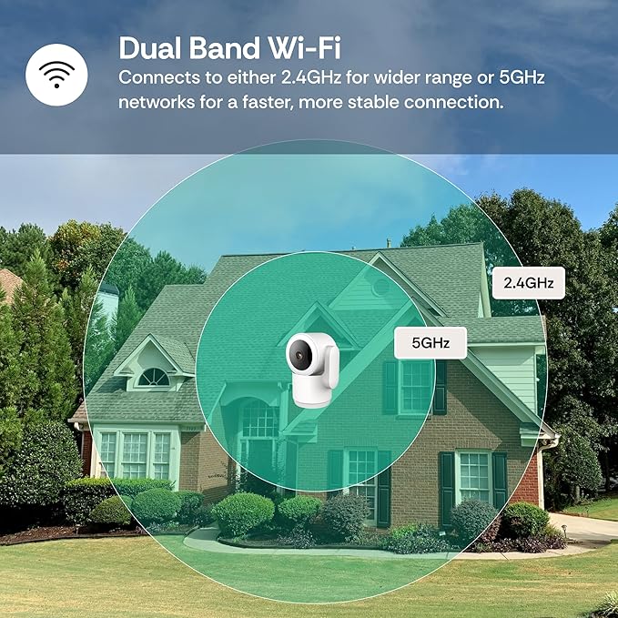 Luna 2K Indoor Cameras for Home Security, 2.4GHz & 5GHz WiFi, 360-Degree Pan-Tilt, Built-in Spotlight, Human Auto Tracking, Siren, Pet/Dog/Baby Camera with Phone app, White (2026 Upgrade Version)